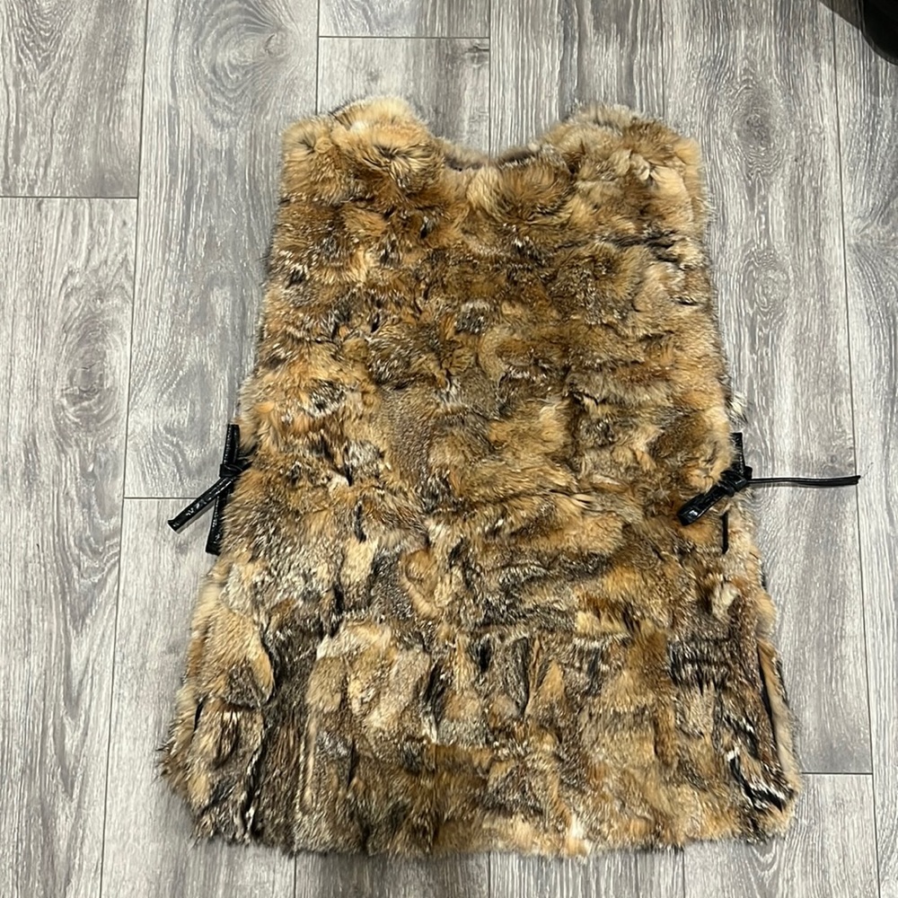 Neiman Marcus Brown Real Fur Vest with Side Ties